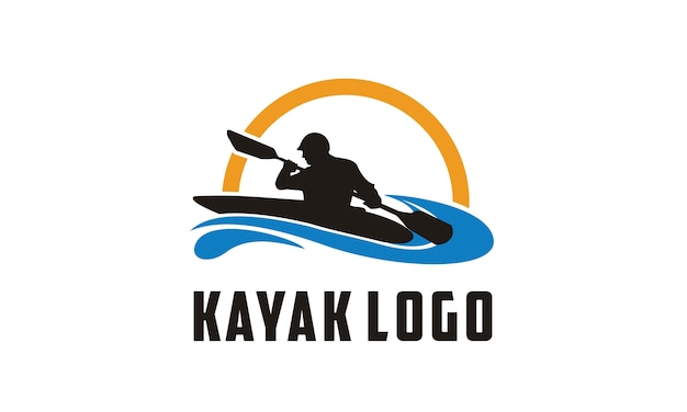 カヤックのロゴデザインのインスピレーション プレミアムベクター