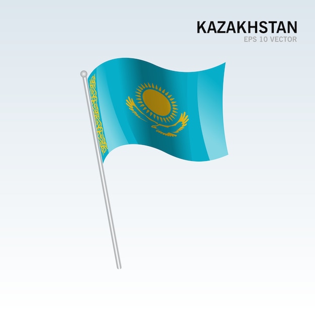 Download Kazakhstan waving flag isolated on gray background ...