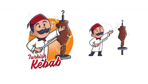  Kebab chef logo character Premium Vector