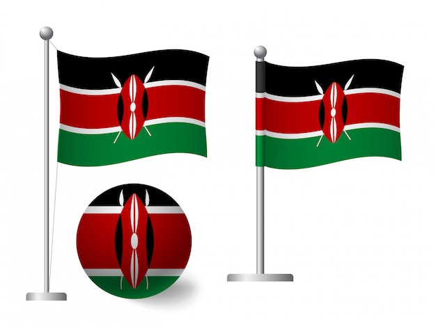 Download Premium Vector | Kenya flag on pole and ball icon