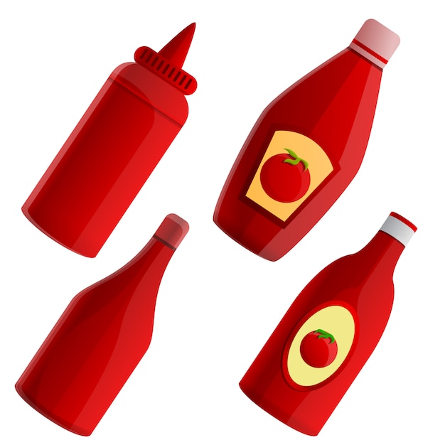 Premium Vector | Ketchup elements set, cartoon style