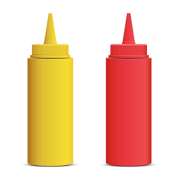 Premium Vector | Ketchup and mustard bottle illustration on white ...