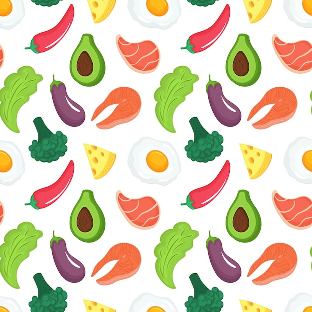 Premium Vector | Keto diet seamless pattern. ketogenic food with ...
