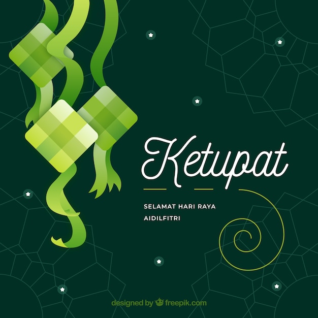 Free Vector Ketupat Background In Flat Design