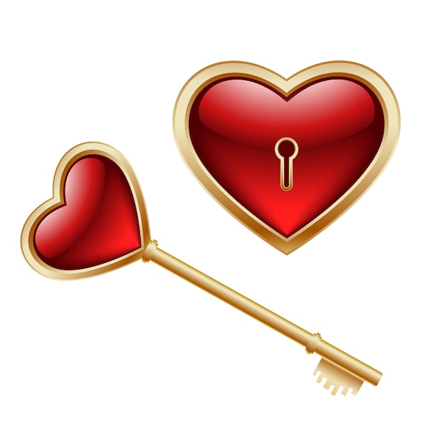 Download Key and heart | Premium Vector