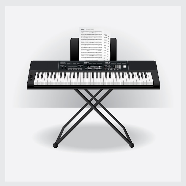 Premium Vector | Keyboard instrument with song note vector illustration