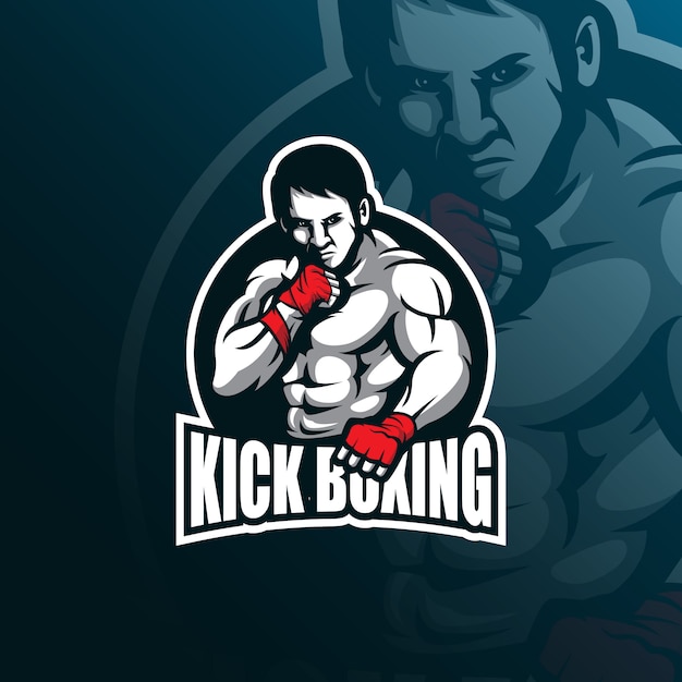 Kick boxing vector mascot logo design with modern illustration Vector ...