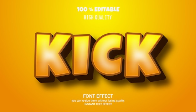 Premium Vector | Kick text, cartoon style editable text effect