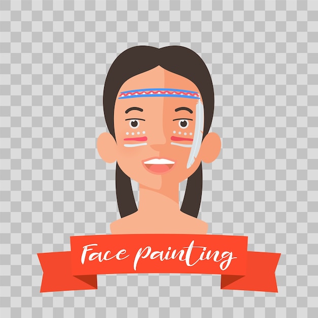 Premium Vector Kid American Indian Face Painting On Transpa Background - Face Painting Paint In India
