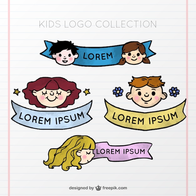 Download Free Kid Logo Collection With Ribbon Free Vector Use our free logo maker to create a logo and build your brand. Put your logo on business cards, promotional products, or your website for brand visibility.