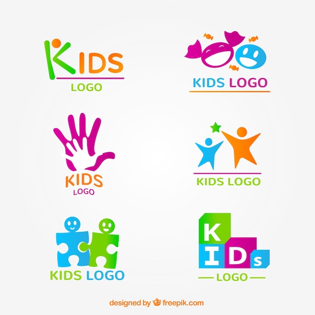 Premium Vector | Kid logo collection