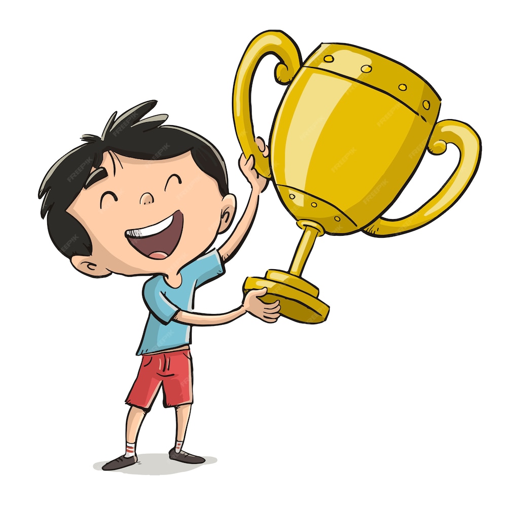 Premium Vector Kid Raising A Trophy Illustration