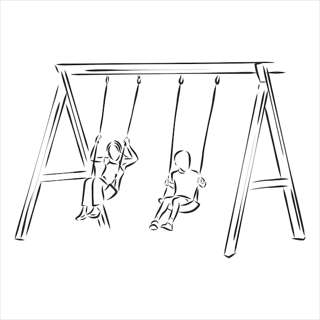 Premium Vector Kid On A Swing Vector Sketch Illustration Swing Sign