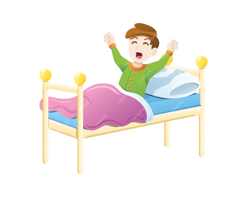 Premium Vector | Kid wake up in the morning