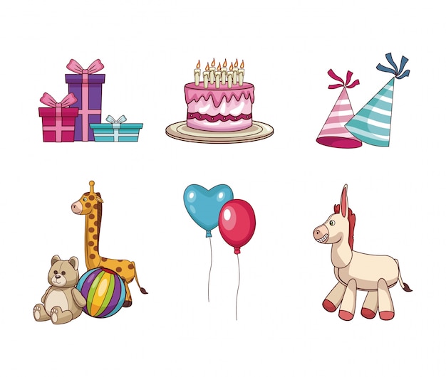 Download Kids birthday elements | Premium Vector