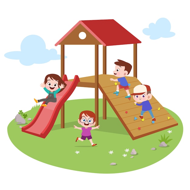 Premium Vector Kids Children Playing Playground Illustration