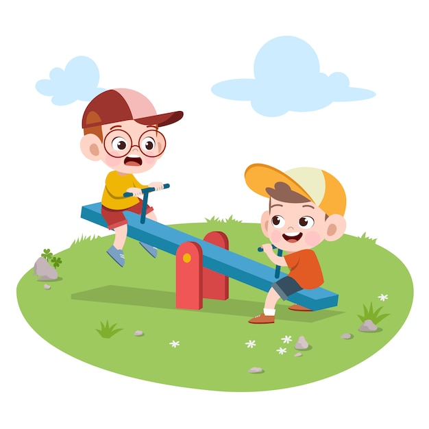 Kids Children Playing Playground Illustration Vector Premium Download