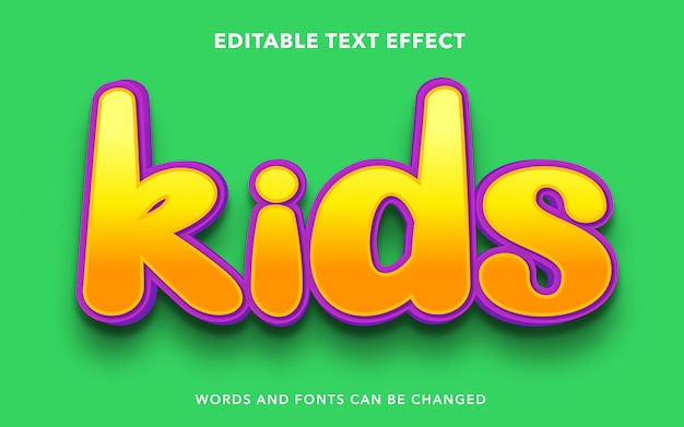 Premium Vector | Kids editable text effect