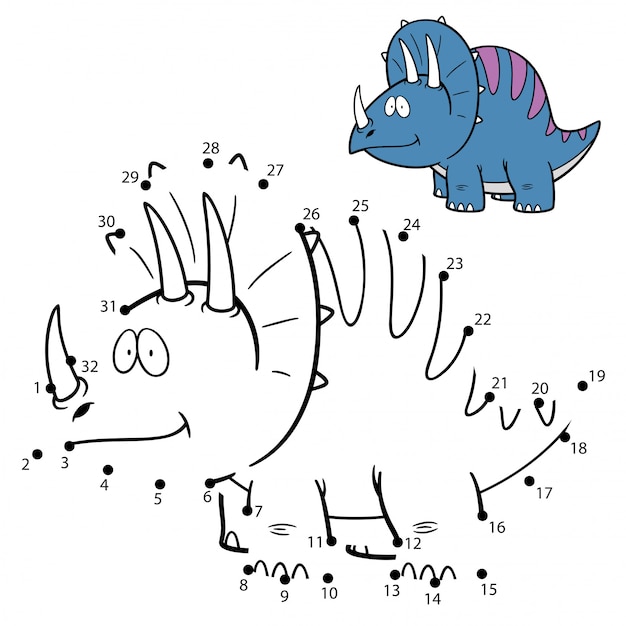 Premium Vector | Kids game dot to dot dinosaur