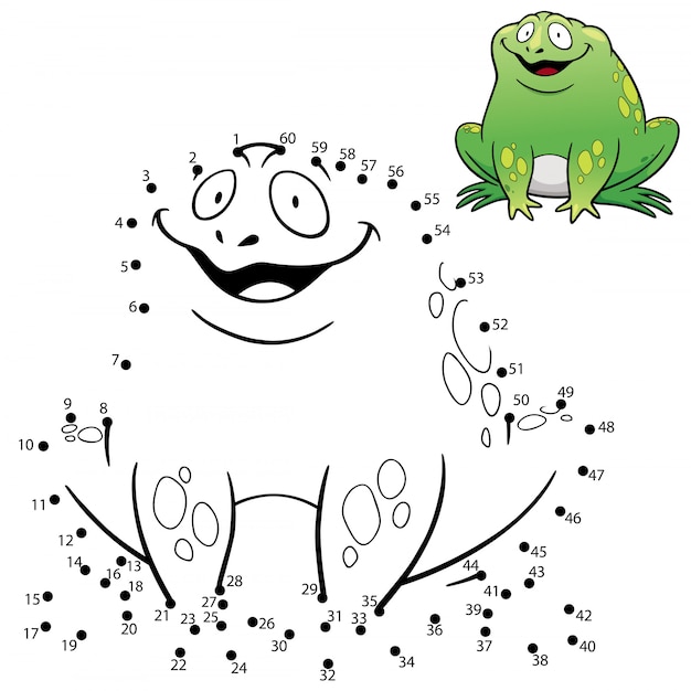 Premium Vector | Kids game dot to dot frog