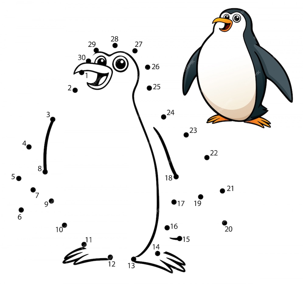 Premium Vector | Kids game dot to dot penguin