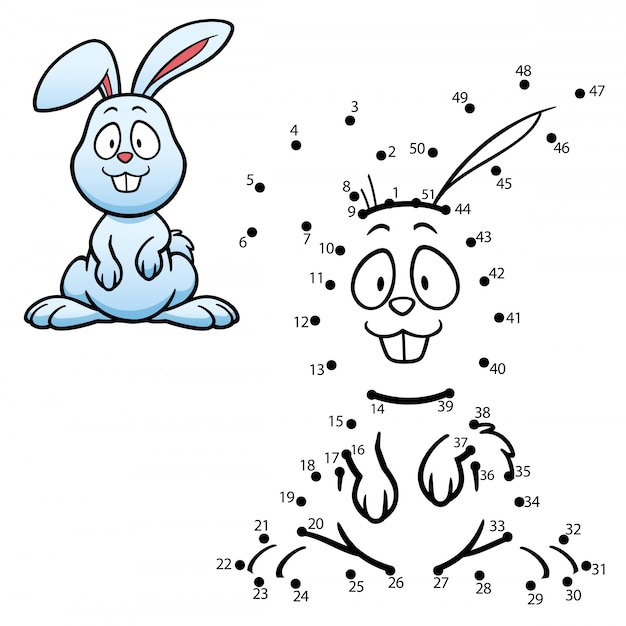 Premium Vector | Kids game dot to dot rabbit