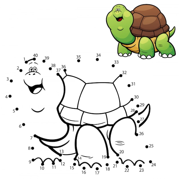 Kids game dot to dot turtle | Premium Vector