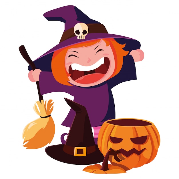 Premium Vector | Kids in halloween costumes