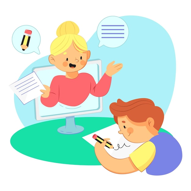 Kids online lessons concept | Free Vector