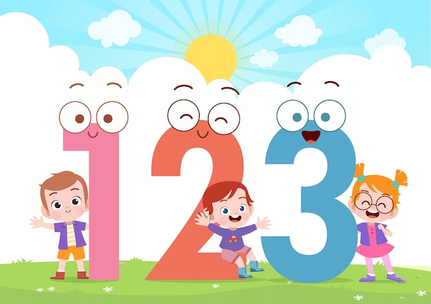 Kids play number vector illustration | Premium Vector