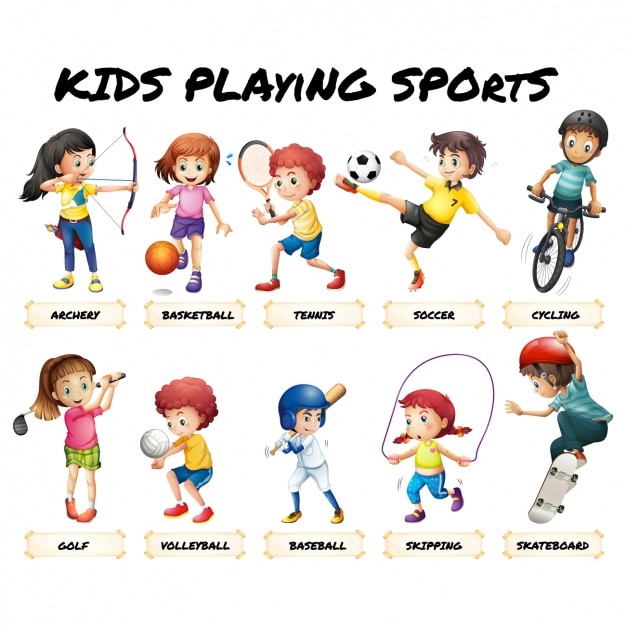 Kids playing sports Vector Premium Download