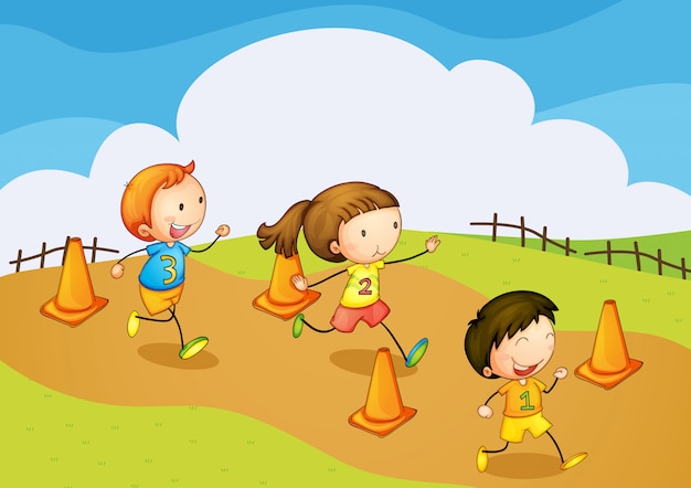 Download Kids running Vector | Free Download