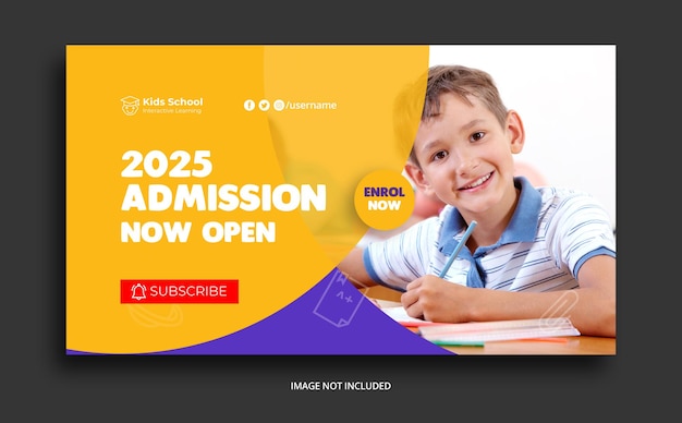 Premium Vector Kids School Education Admission Youtube Thumbnail Template