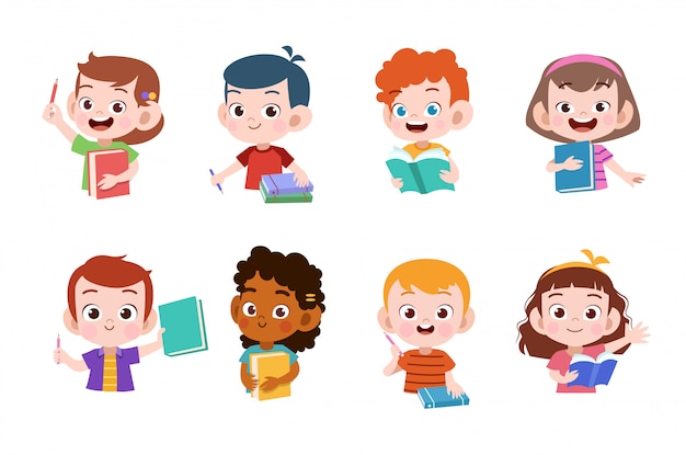 Kids study Premium Vector