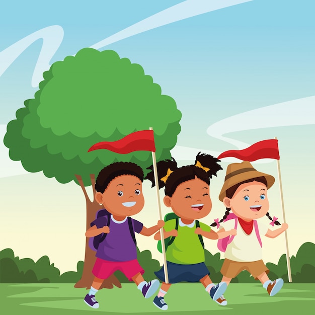 Download Kids and summer camp cartoons Vector | Free Download