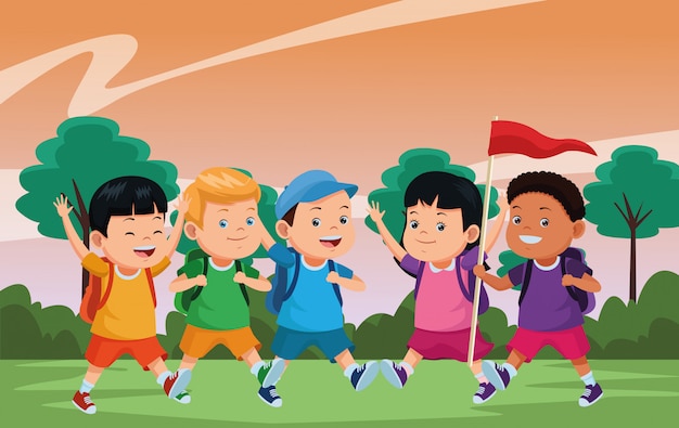 Free Vector | Kids and summer camp cartoons
