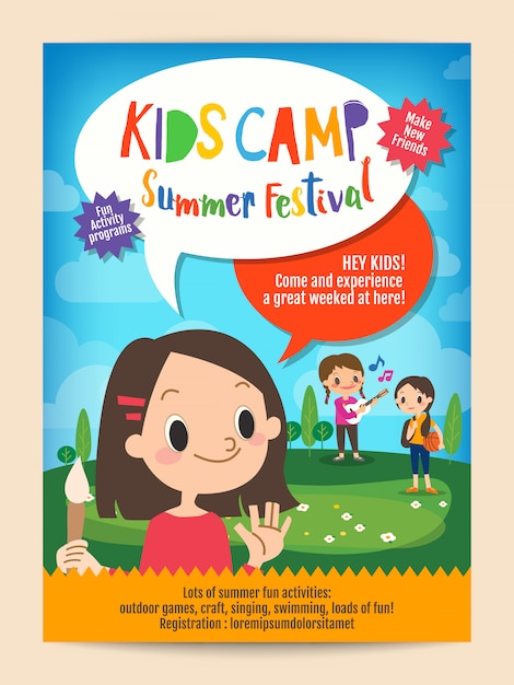 Download Premium Vector | Kids summer camp education poster flyer