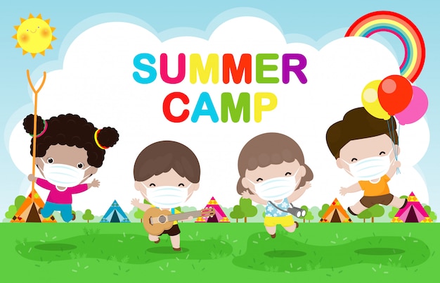 Download Premium Vector | Kids summer camp for new normal lifestyle ...