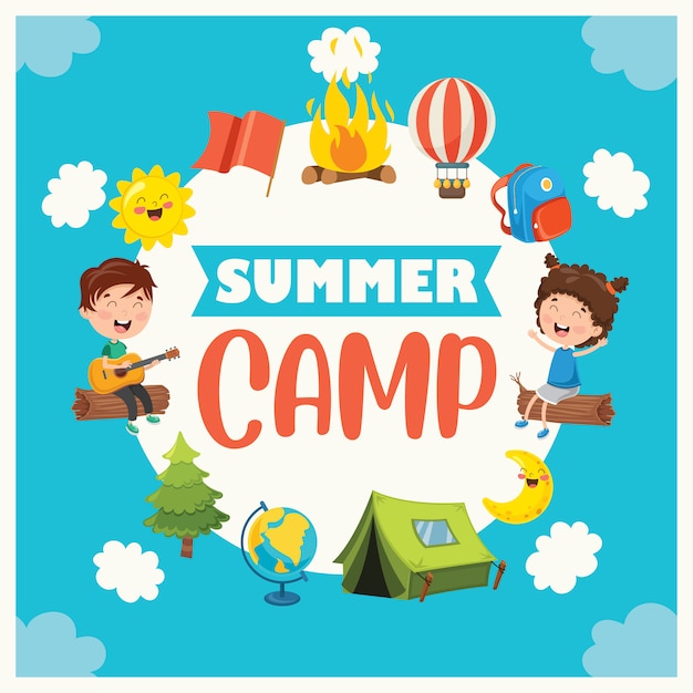 Download Kids summer camp Vector | Premium Download