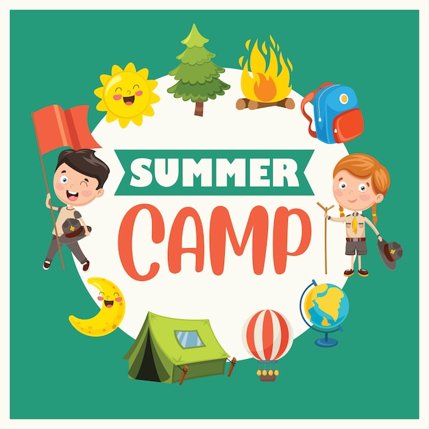 Download Kids summer camp Vector | Premium Download