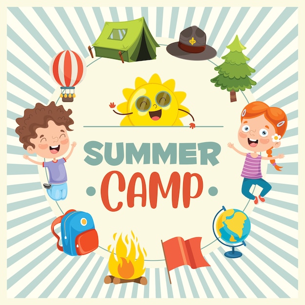 Download Kids summer camp Vector | Premium Download