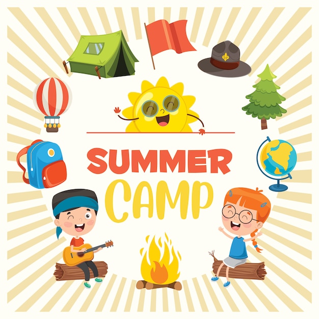 Download Kids summer camp Vector | Premium Download