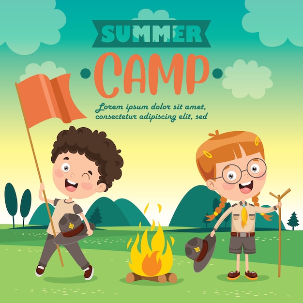 Download Kids summer camp Vector | Premium Download