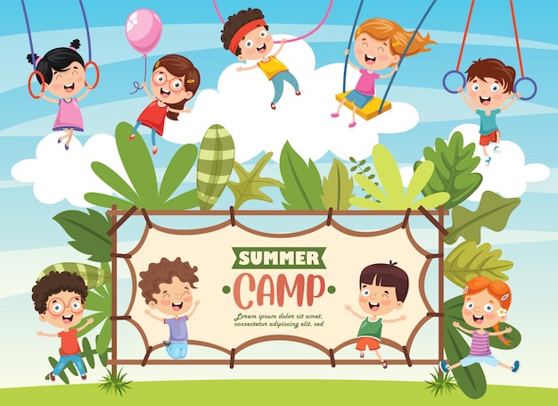 Download Kids summer camp Vector | Premium Download