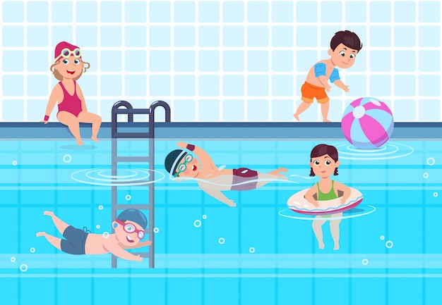 Kids In Swimming Pool Cartoon