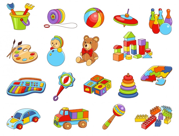 Kids toy icon collection Premium Vector