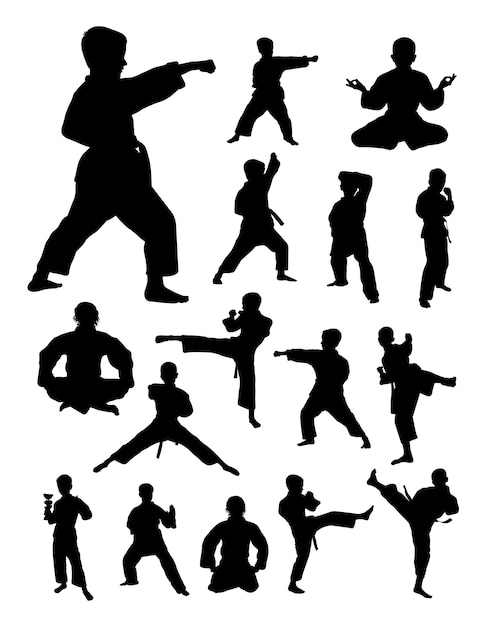 Download Kids training karate silhouette | Premium Vector
