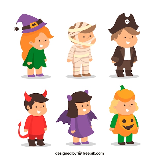 Free Vector | Kids with halloween costumes