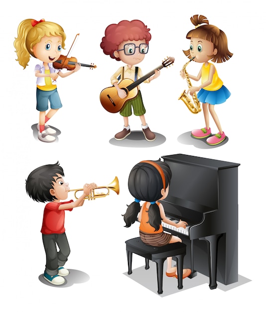 Kids with musical talents | Free Vector