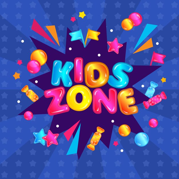 Premium Vector | Kids zone fun play area banner sign. colorful child ...